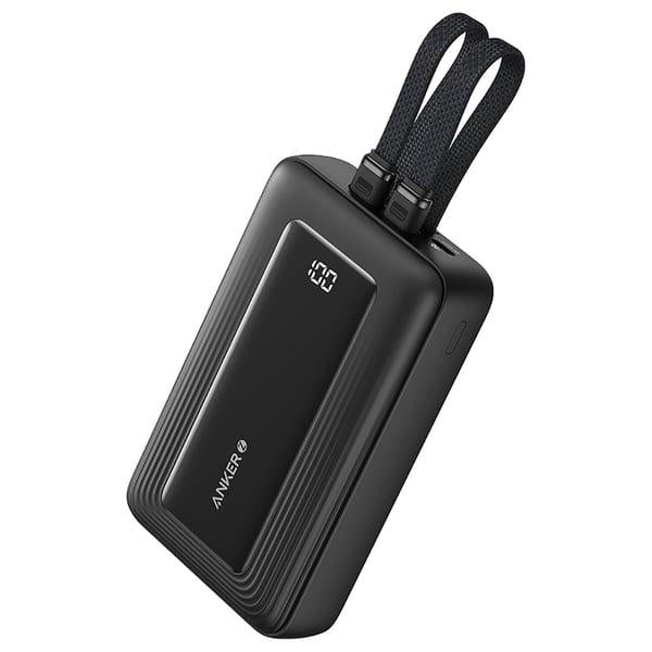 انكر باور بانك زولو A1681H11(20 كيلو، 30 واط، كابل USB-C مدمج وكابل Lightning) - أسود