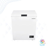 145-liter flat freezer with lock, concealed drawer, and lighting - storage basket