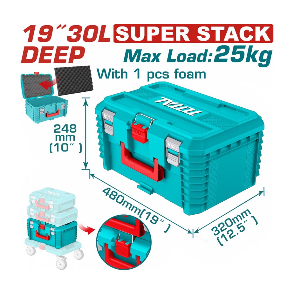 TOTAL 19" Stackable Tool Box (deep) TPBXS103