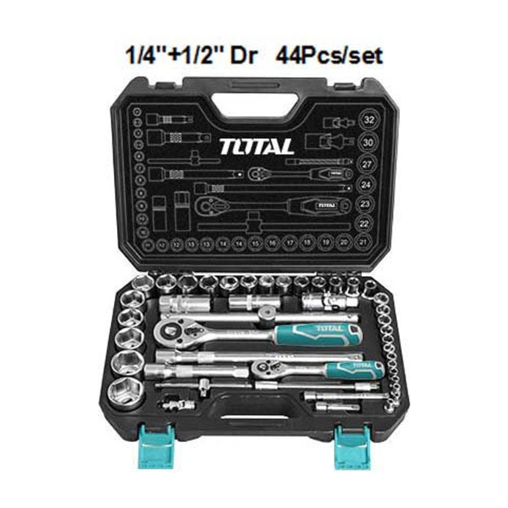 TOTAL 44 Pcs 1/4"&1/2" socket set THT421441
