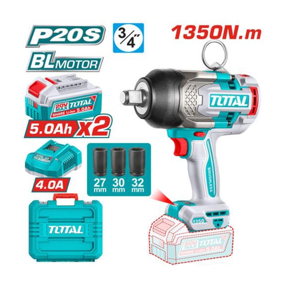 TOTAL Cordless impact wrench TIWLI20135