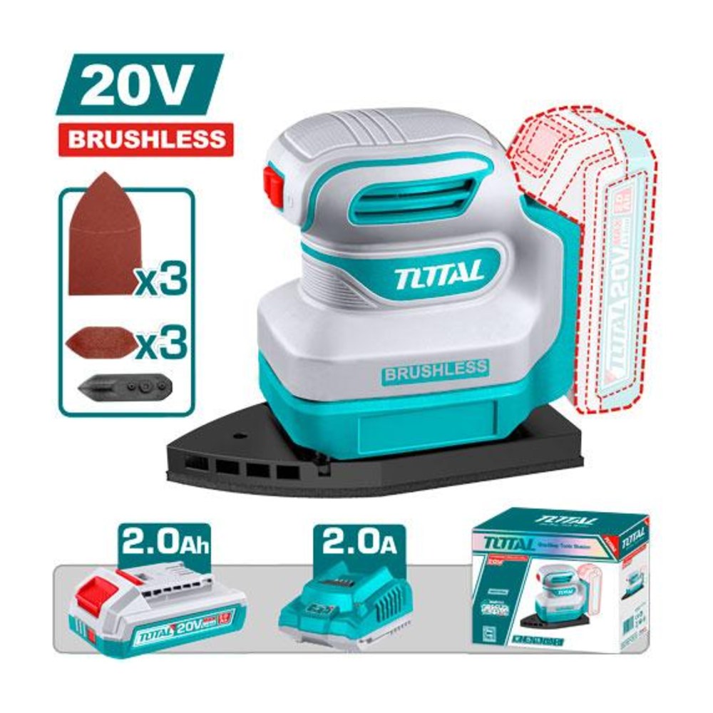 TOTAL Cordless palm sander TPSLI20241