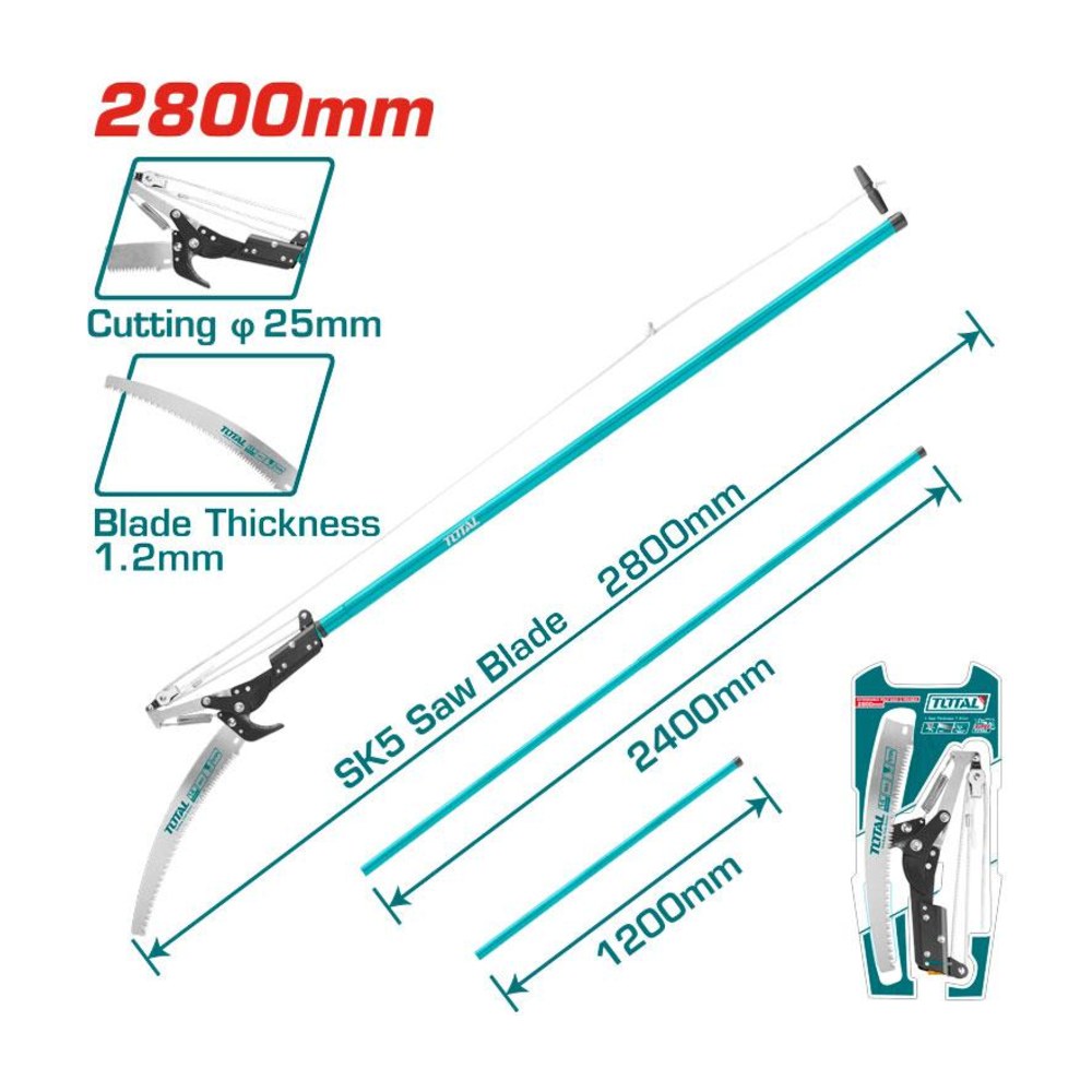 TOTAL Extendable pole saw & pruner THEPS25281