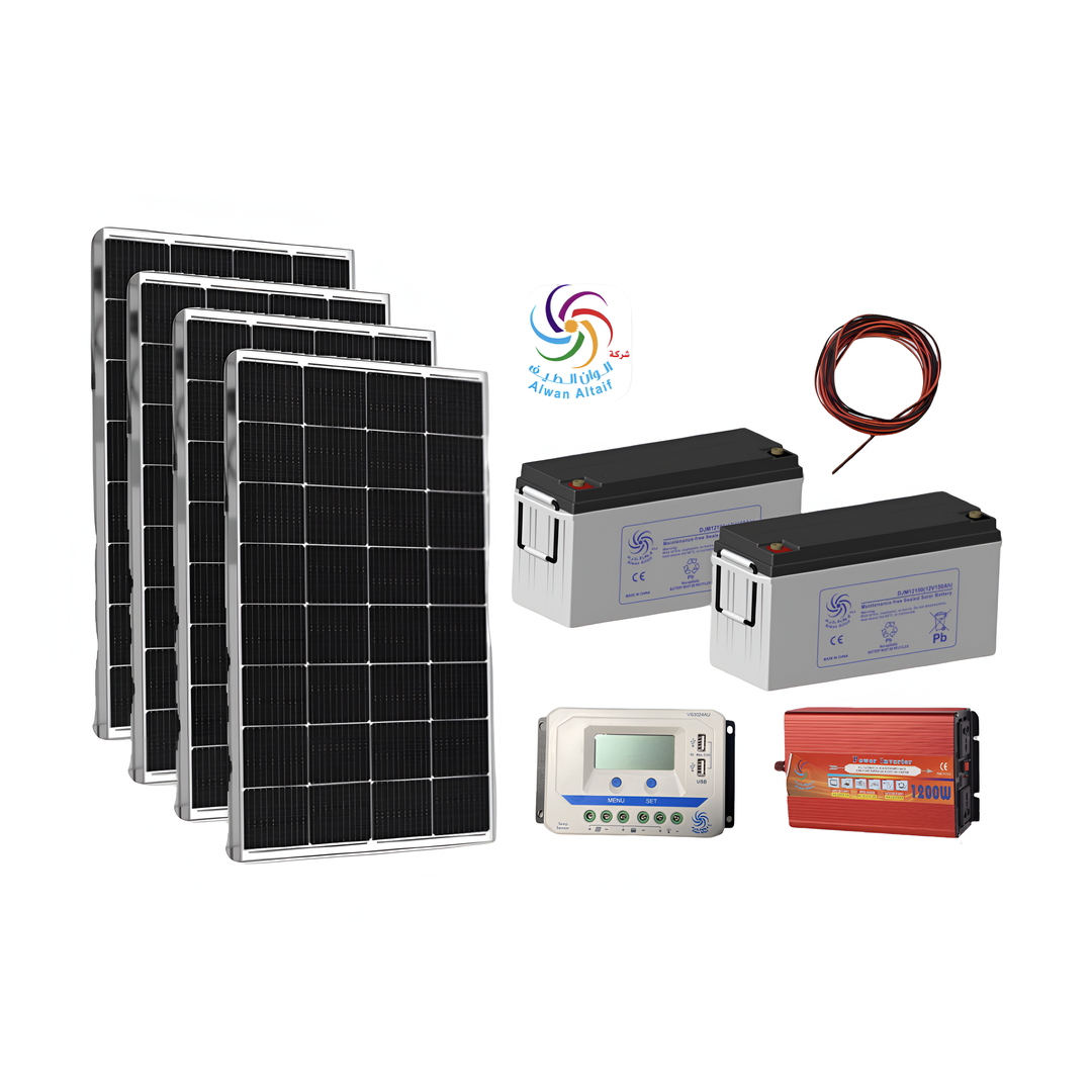 4-panel system, 200 watts, 800 watt-hours per day