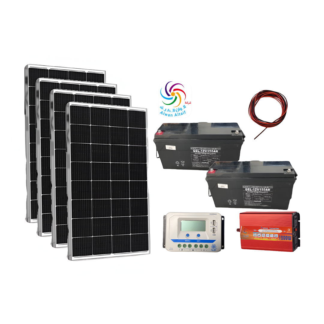 4-panel system, 200 watts, 800 watt-hours per day