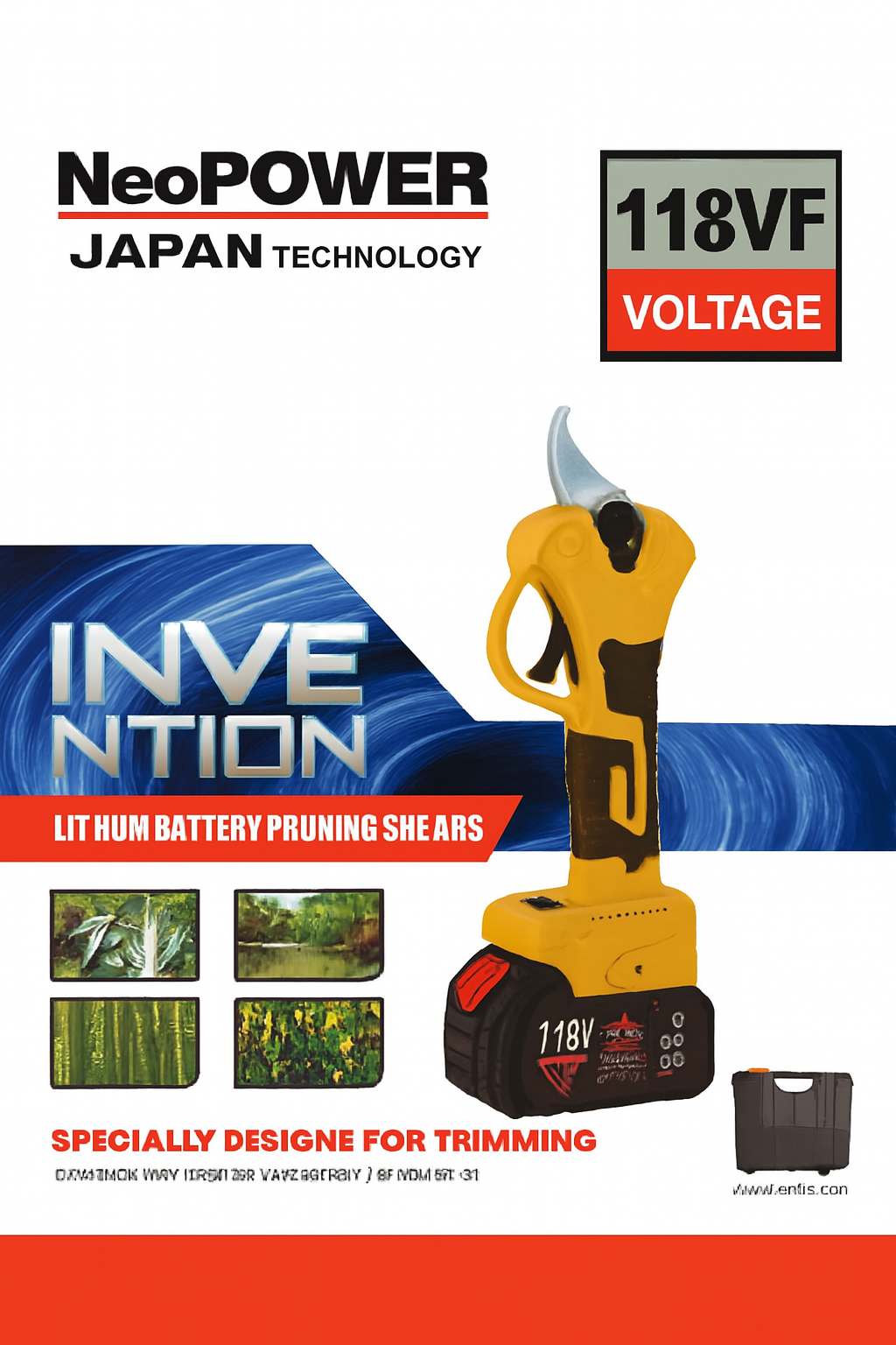 مقص تقليم كهربائي ببطارية ليثيوم 118Vf