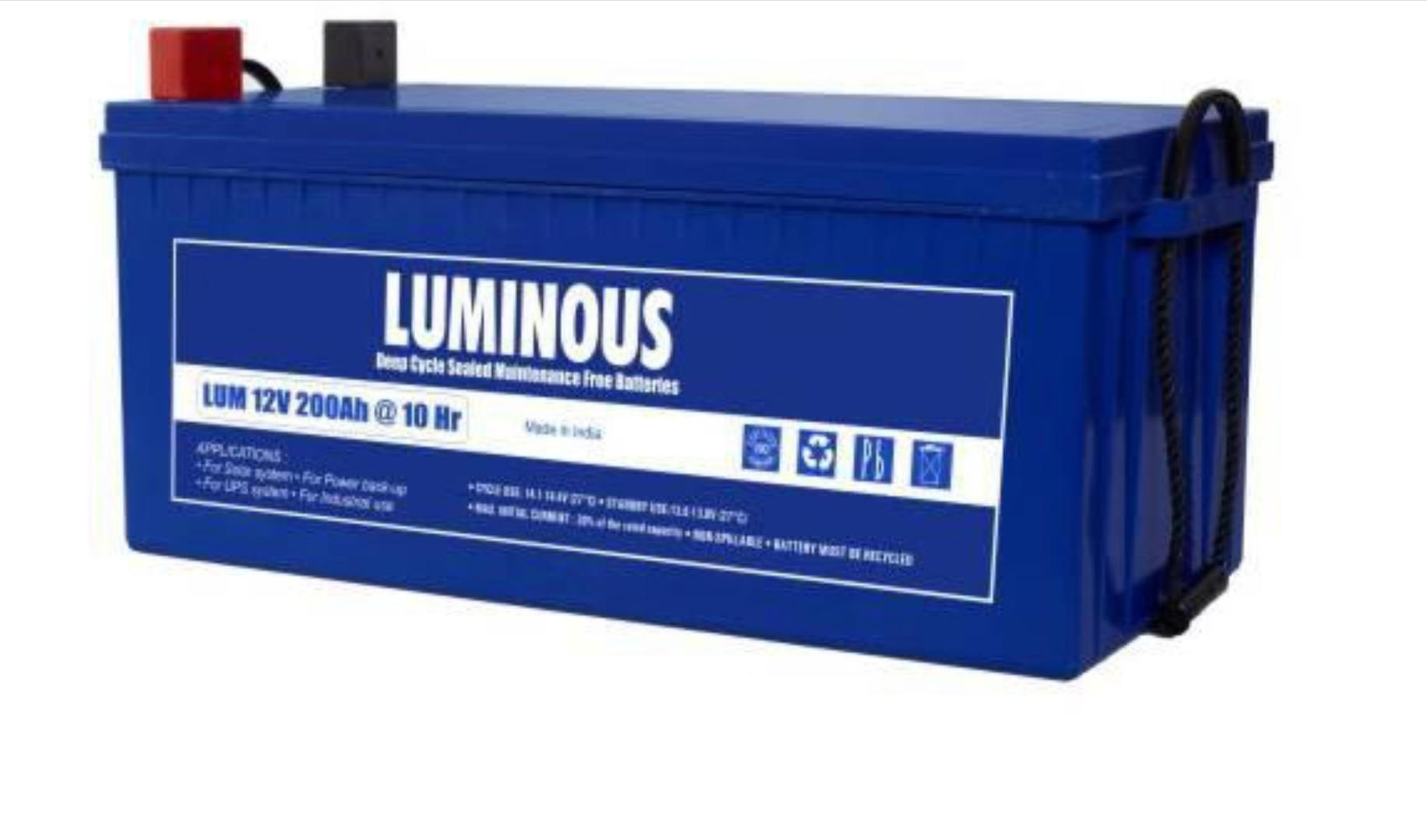 بطارية Luminous لومينوس 12 فولت 200 امبير  بدون كفاله